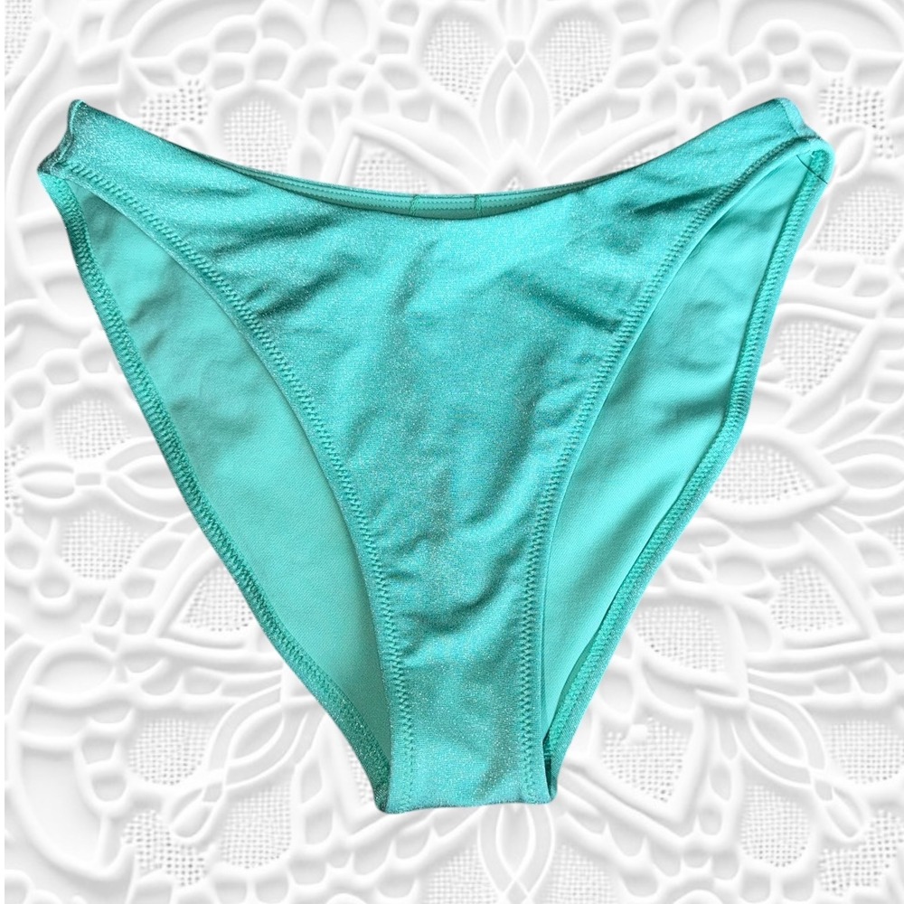 Shade & Shore - Teal Green Shimmer High Leg Bikini Bottoms - Size Small *NWT*